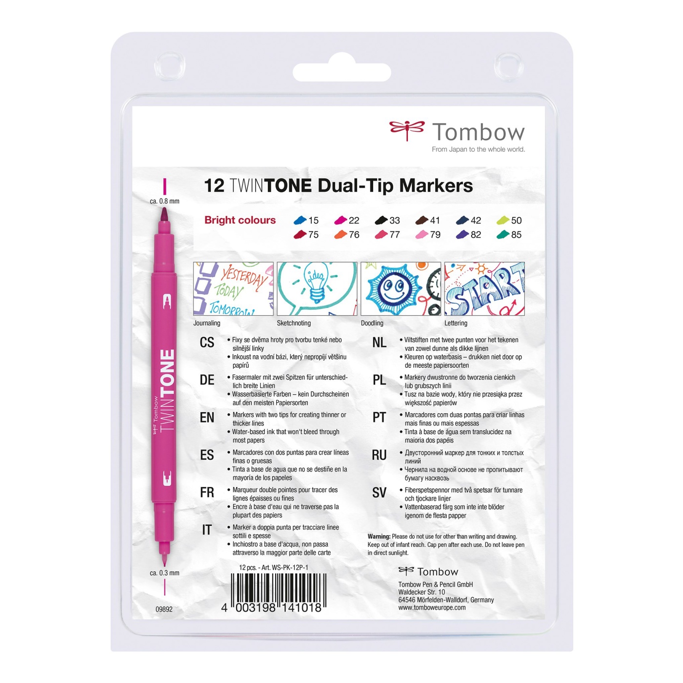 TwinTone Marker Bright 12er-Pack in der Gruppe Stifte / Künstlerstifte / Filzstifte bei Pen Store (101103)