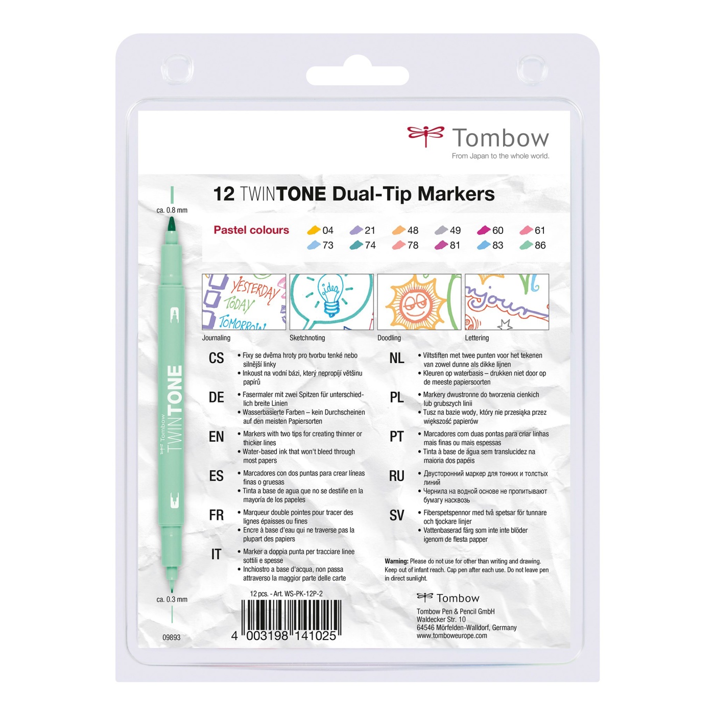TwinTone Marker Pastel 12er-Pack in der Gruppe Stifte / Künstlerstifte / Filzstifte bei Pen Store (101104)