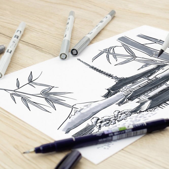 ABT PRO Dual Brush Stift 12er-Set Manga in der Gruppe Stifte / Künstlerstifte / Illustrationsmarker bei Pen Store (101256)