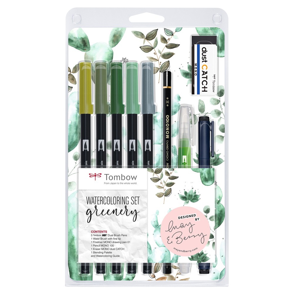 Watercoloring-Set Greenery in der Gruppe Stifte / Künstlerstifte / Pinselstifte bei Pen Store (101262)