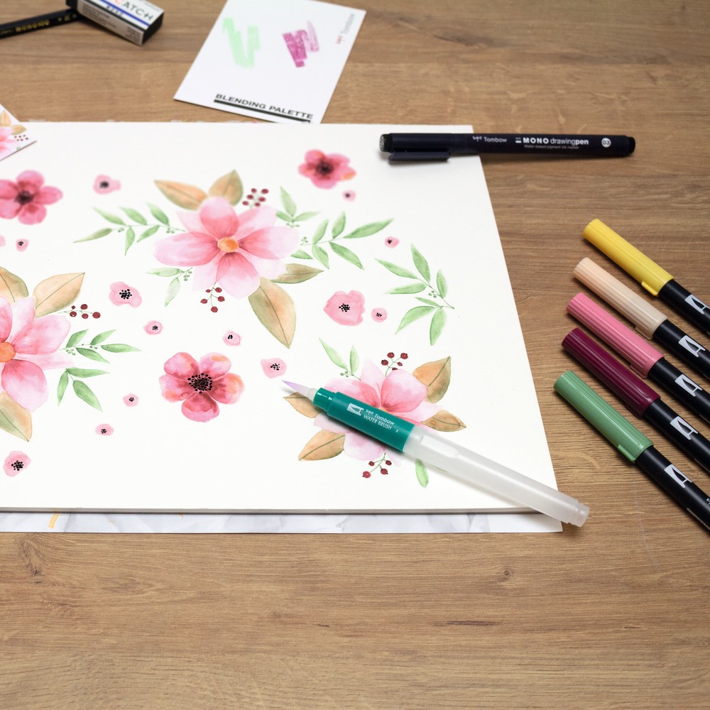 Watercoloring-Set Floral in der Gruppe Stifte / Künstlerstifte / Pinselstifte bei Pen Store (101263)