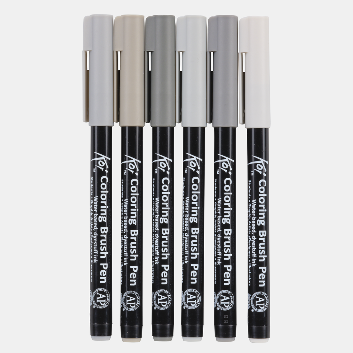 Koi Colouring Brush Pen 6er-Set Grey in der Gruppe Stifte / Künstlerstifte / Pinselstifte bei Pen Store (102309)