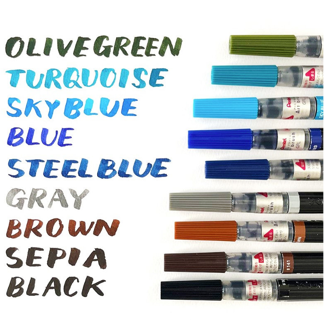 Pentel FRP-137X Patronen Für Colour Brush Pigment – 12 Stück, Grau – Pigmentierte Aquarelltinte, Wasserfest