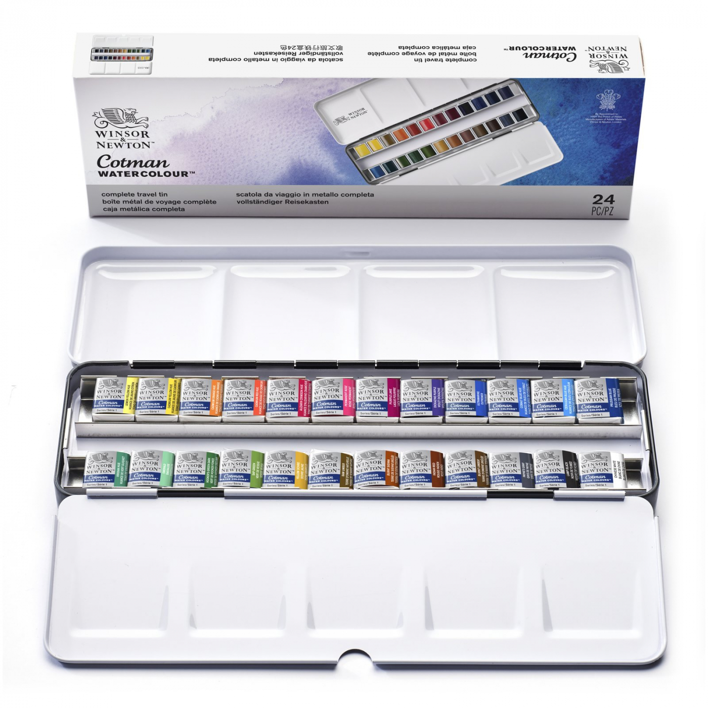 Cotman Aquarellfarbe Sketchers Metall Box 24 1/2-Näpfe in der Gruppe Künstlerbedarf / Farben / Aquarell bei Pen Store (107244)