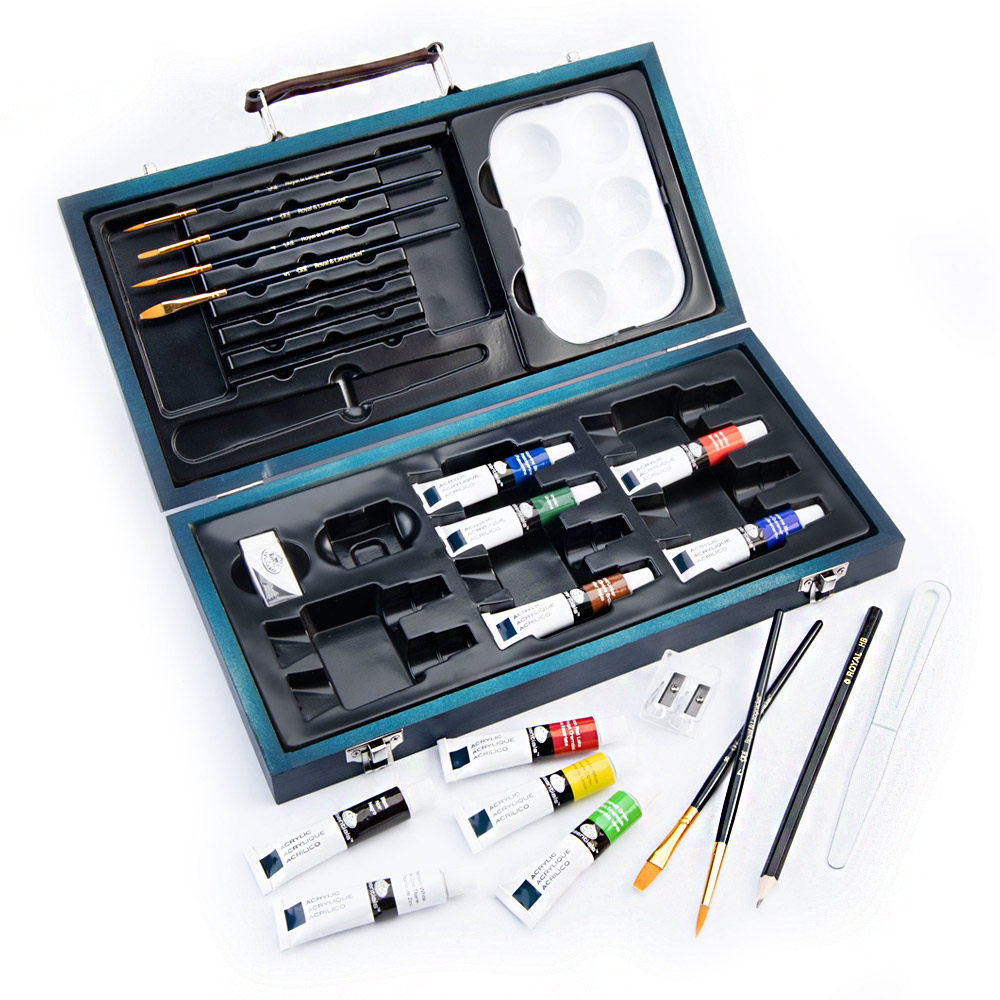 Acrylfarbenset Holzbox 25-teilig in der Gruppe Künstlerbedarf / Farben / Acrylfarbe bei Pen Store (126799)
