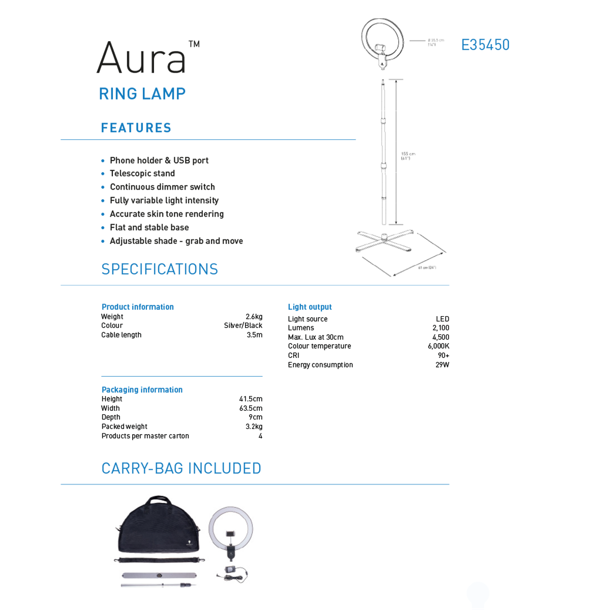 Aura Ring Floor Lamp in der Gruppe Basteln & Hobby / Hobbyzubehör / Beleuchtung bei Pen Store (127936)