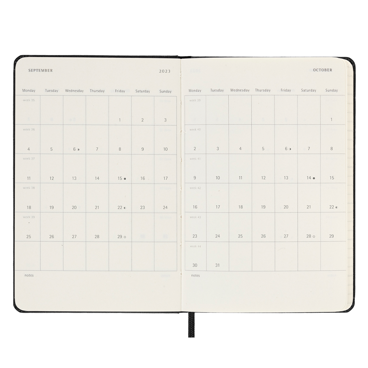 18M WeekNote Kalender Large Black in der Gruppe Papier & Blöcke / Kalender und Terminkalender / 18 Monate Tageskalender bei Pen Store (128207)
