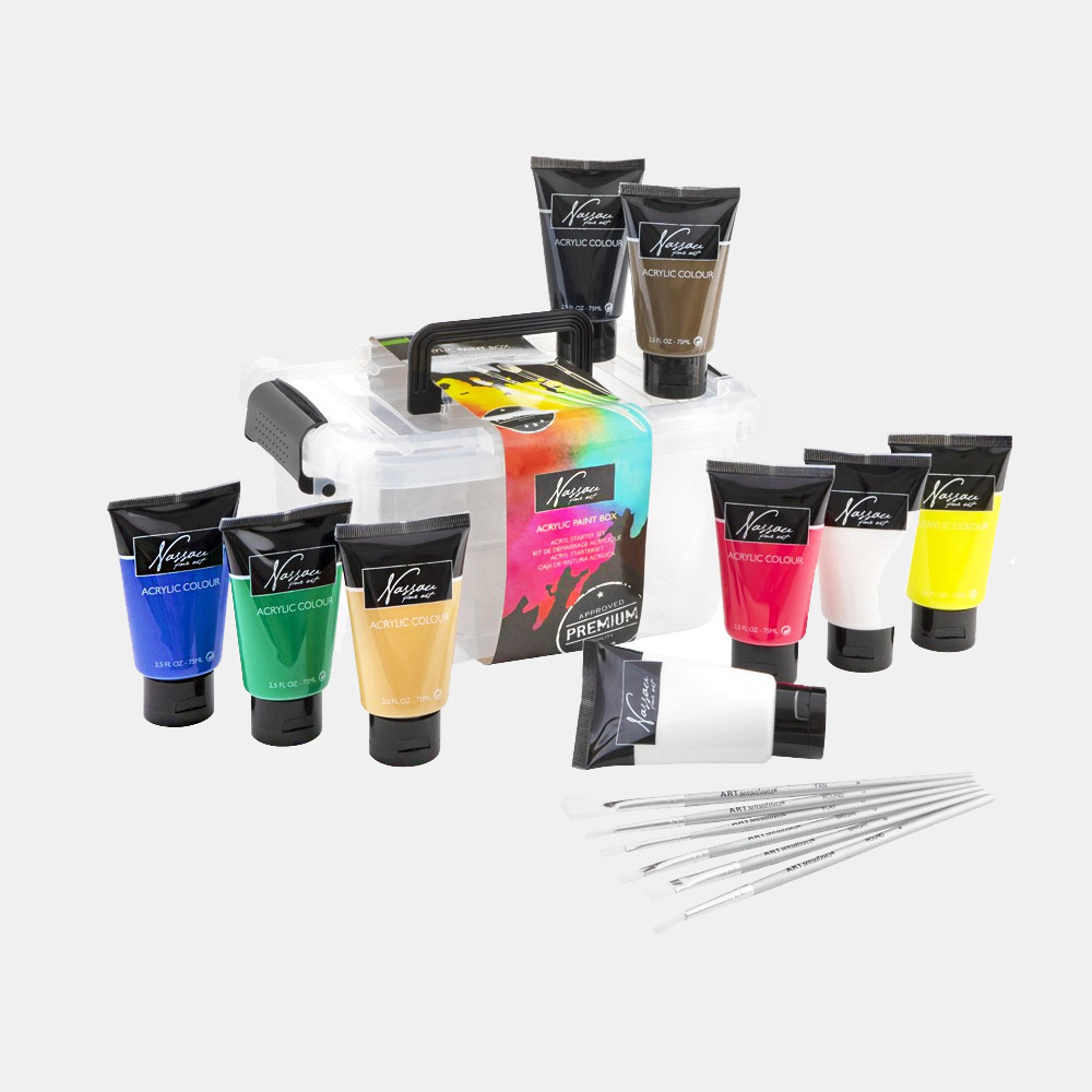 Acryl Starter 9-set (75 ml) + 6 pinseln in der Gruppe Künstlerbedarf / Farben / Acrylfarbe bei Pen Store (128539)