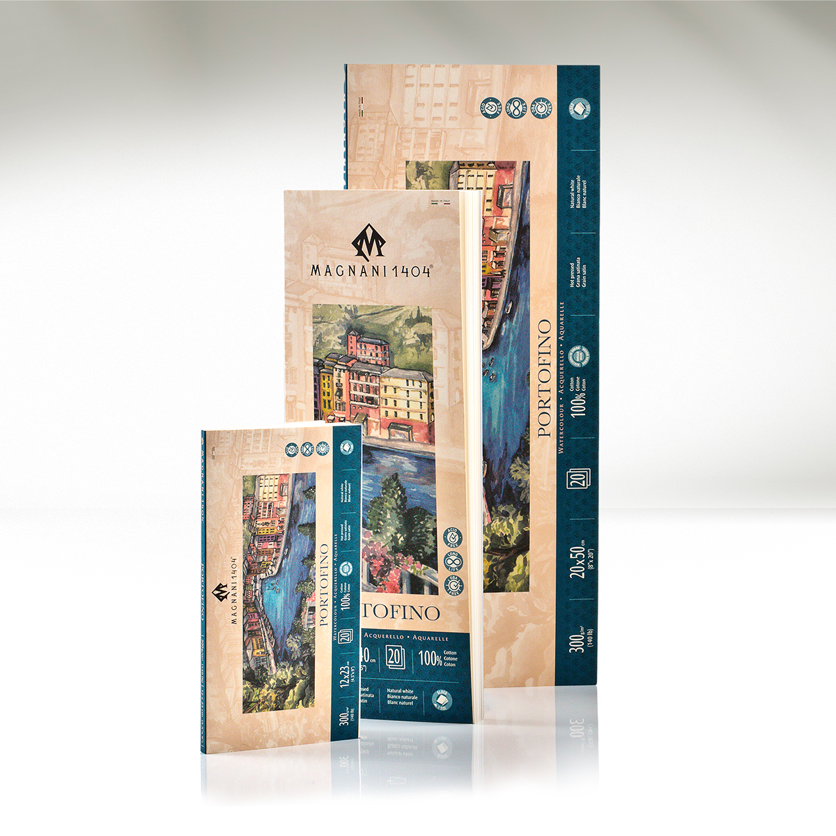 Aquarellpapier Portofino 100% Baumwolle 300g Satin 20x50cm 20 Sheets