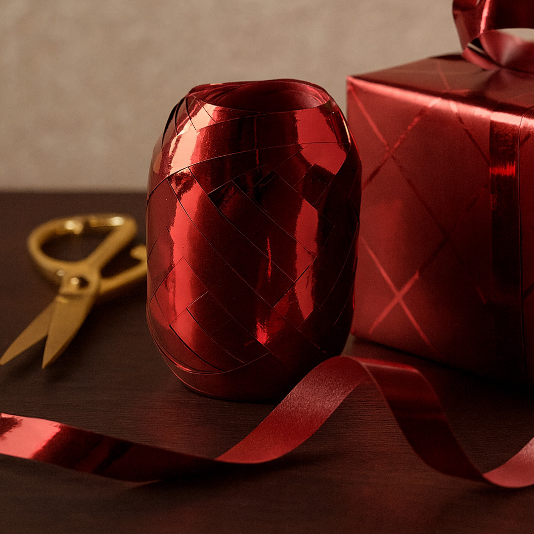 Geschenkbänder Metallic 10m x 7 mm Rot