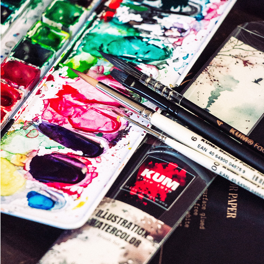 Synthetikpinsel Aquarell Illustration 4er-Set