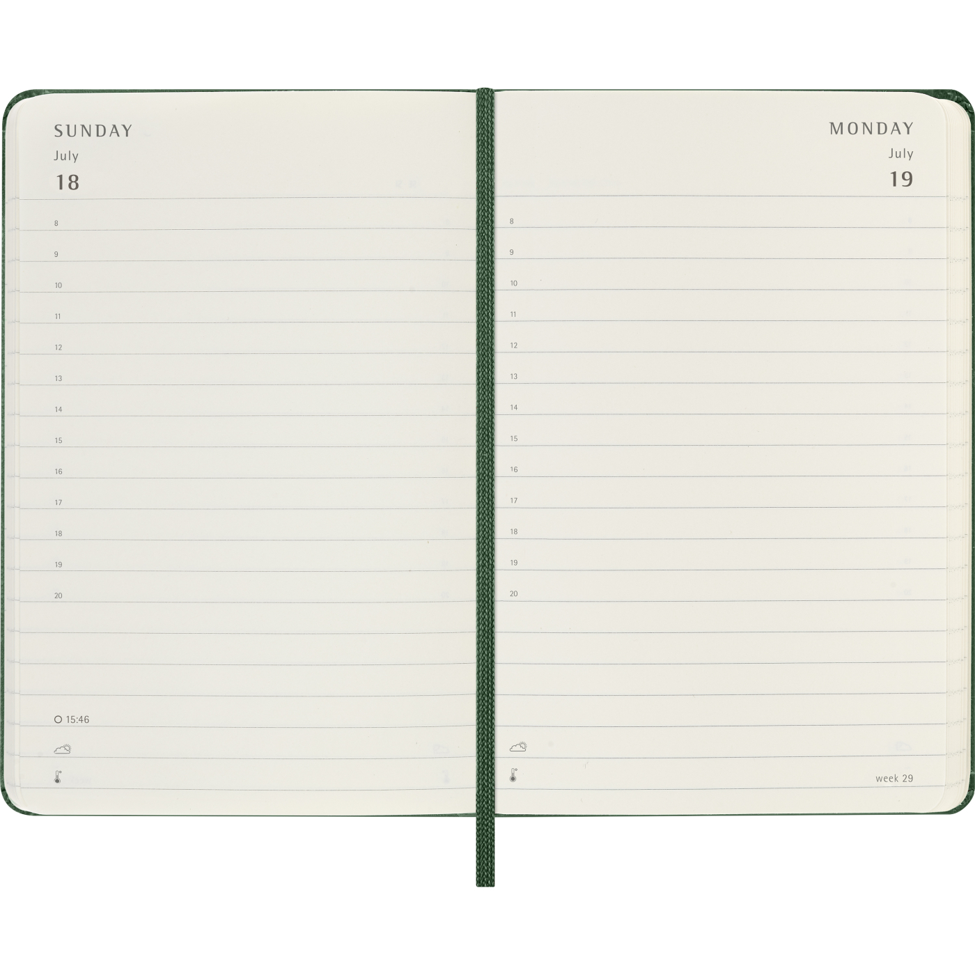 Kalender 12M Daily 2027 Hardcover Pocket Myrtle Green