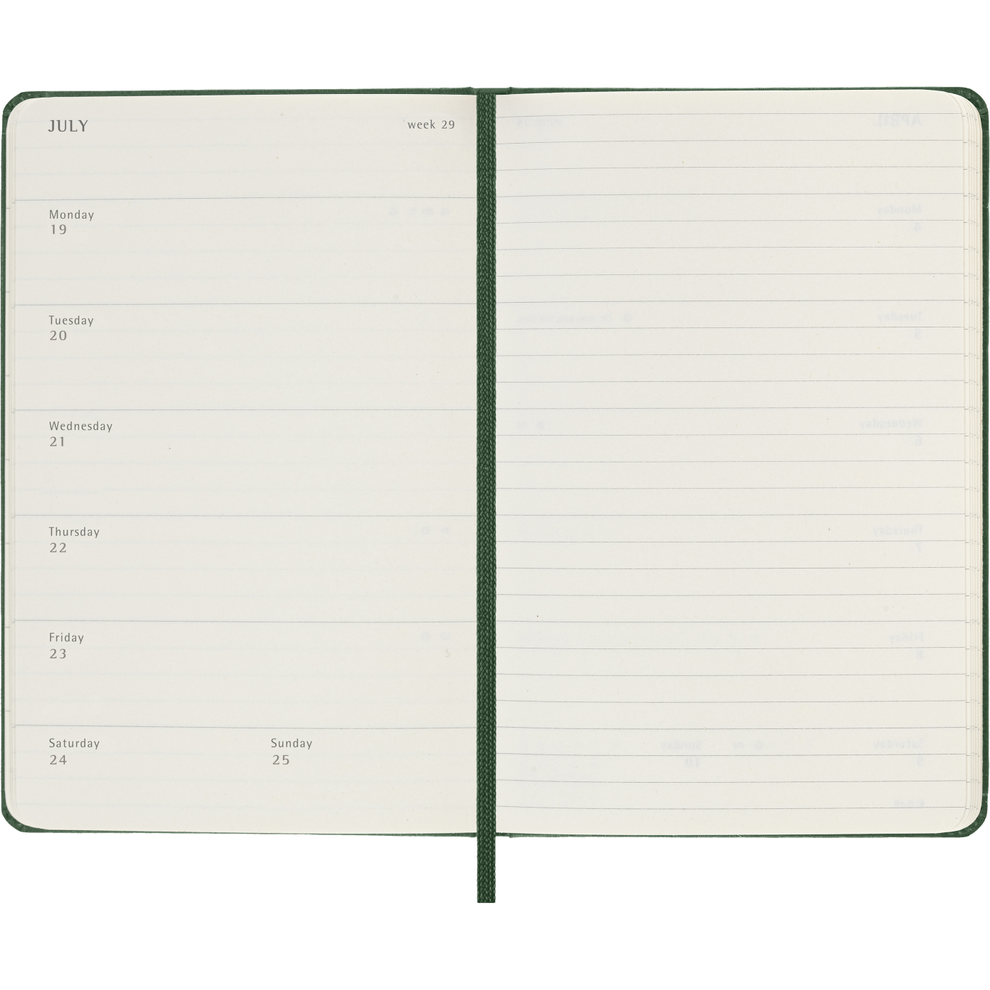 Kalender 12M Weekly Notebook 2027 Hardcover Pocket Myrtle Green 