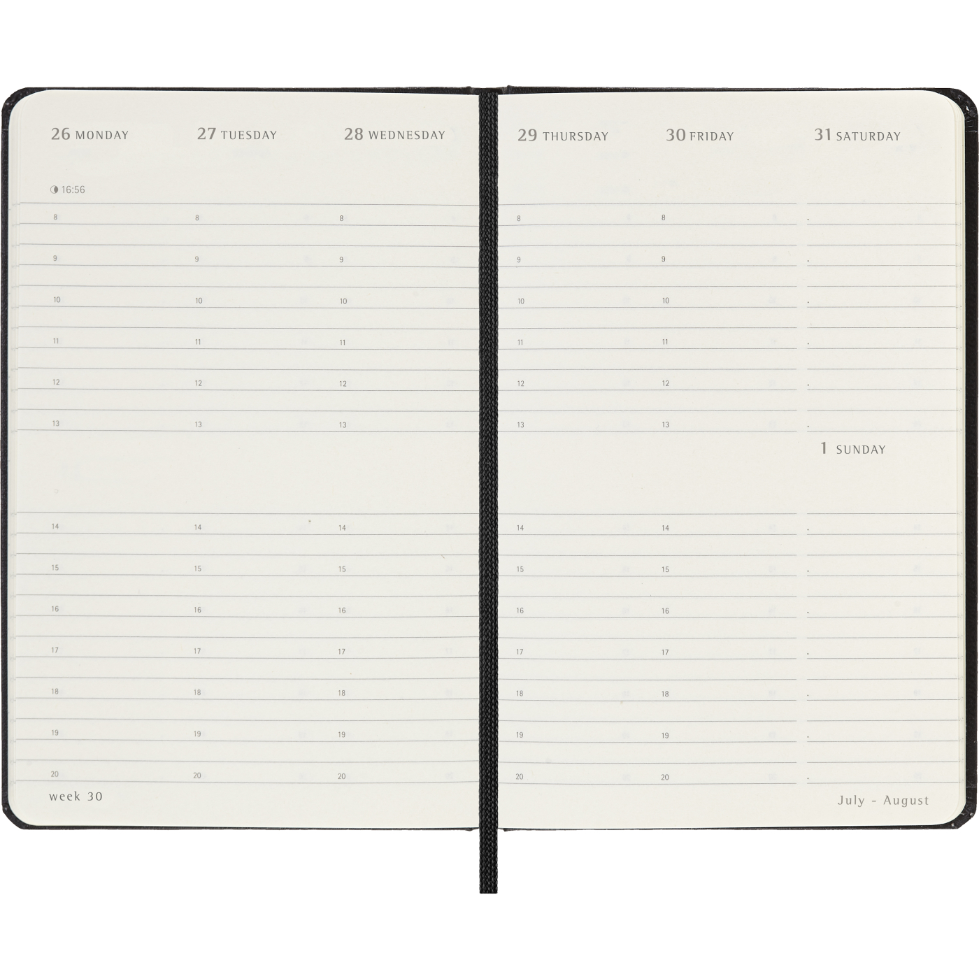 Kalender 12M Weekly Vertical 2027 Hardcover Pocket Black 