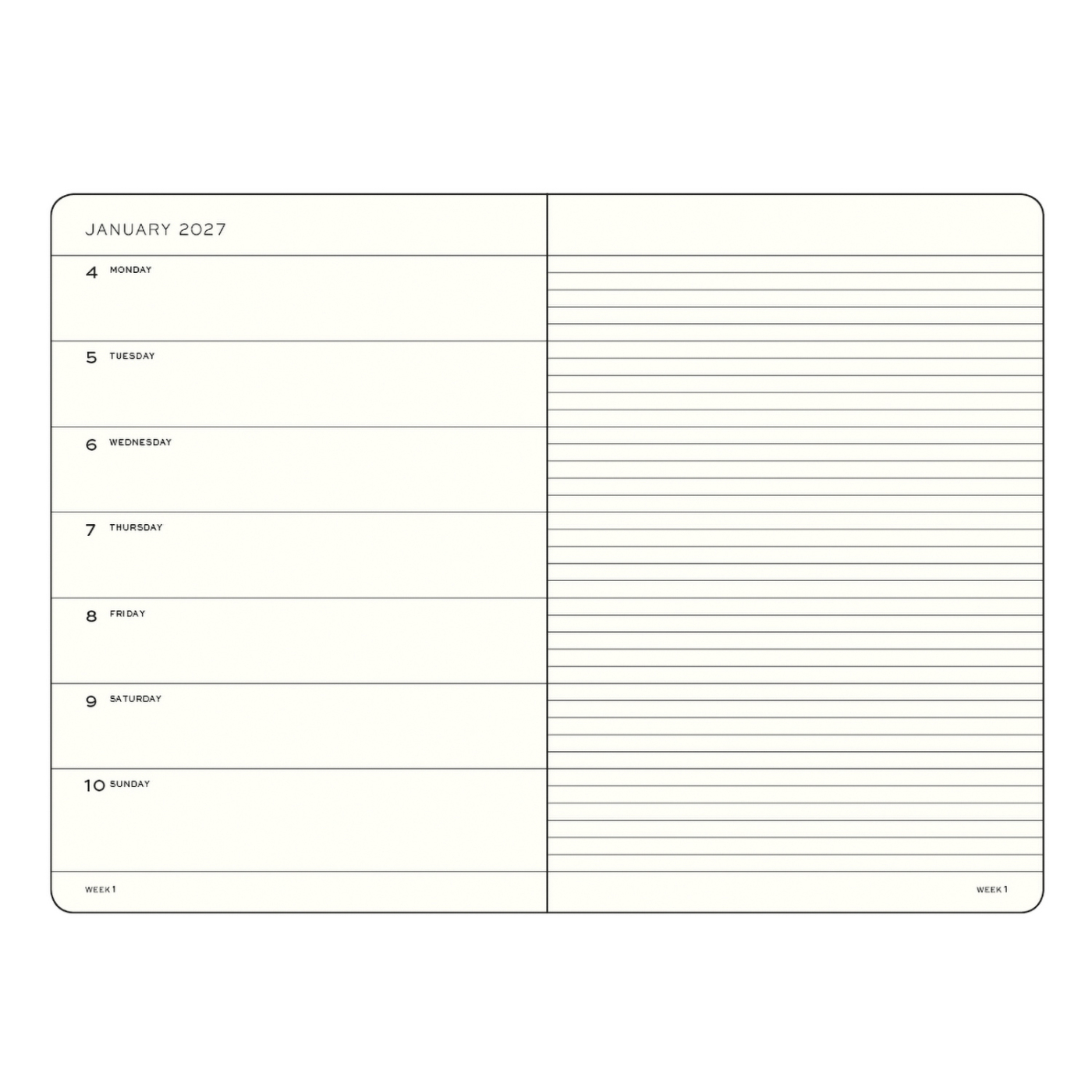 Kalender Weekly Planner & Notebook 2027 A5 Port Red