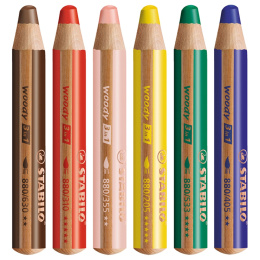 Woody 3-in-1-Buntstifte 6er-Set + Anspitzer (ab 3 Jahren) in der Gruppe Kids / Stifte für Kinder / Buntstifte für Kinder bei Pen Store (100443)