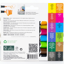 ProMarker Brush Vibrant Tones 12er-Set + Blender in der Gruppe Stifte / Künstlerstifte / Marker bei Pen Store (100557)