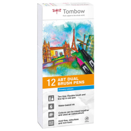 ABT Dual Brush Stift 12er-Set Primary in der Gruppe Stifte / Künstlerstifte / Pinselstifte bei Pen Store (101081)