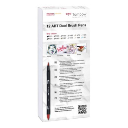 ABT Dual Brush Stift 12er-Set Grey in der Gruppe Stifte / Künstlerstifte / Pinselstifte bei Pen Store (101093)