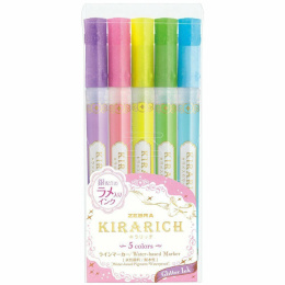 Kirarich Glitzer Textmarker 5er-Set in der Gruppe Basteln & Hobby / Techniken / Bullet Journaling bei Pen Store (102200)