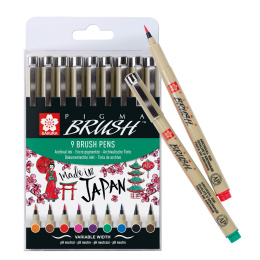 Pigma Micron Brush Color 9er-Pack in der Gruppe Stifte / Schreiben / Fineliner bei Pen Store (103307)