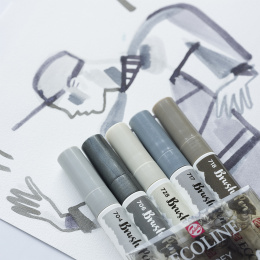 Ecoline Brush Pen Grey 5er-Set in der Gruppe Stifte / Künstlerstifte / Pinselstifte bei Pen Store (103713)