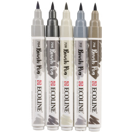 Ecoline Brush Pen Grey 5er-Set in der Gruppe Stifte / Künstlerstifte / Pinselstifte bei Pen Store (103713)