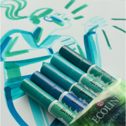 Ecoline Brush Pen Green Blue 5er-Set in der Gruppe Stifte / Künstlerstifte / Pinselstifte bei Pen Store (103715)