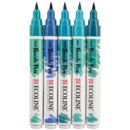 Ecoline Brush Pen Green Blue 5er-Set in der Gruppe Stifte / Künstlerstifte / Pinselstifte bei Pen Store (103715)