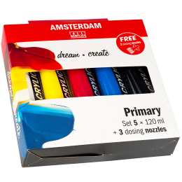 Amsterdam Acrylfarbe Primary Set + Dosierspitzen in der Gruppe Künstlerbedarf / Künstlerfarben / Acrylfarbe bei Pen Store (104069)