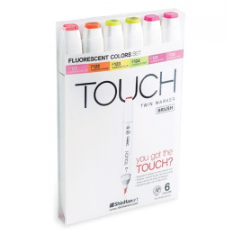 Twin Brush Marker 6-set Neon Fluorescent in der Gruppe Stifte / Künstlerstifte / Pinselstifte bei Pen Store (105852)