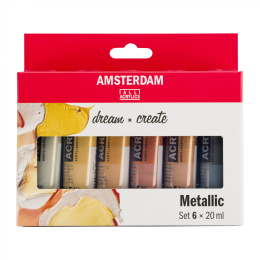 Amsterdam Acrylfarbe Metallic Set 6 × 20 ml in der Gruppe Künstlerbedarf / Künstlerfarben / Acrylfarbe bei Pen Store (111751)