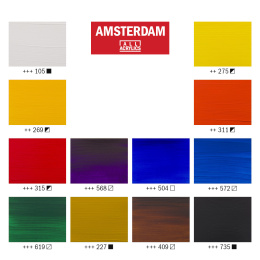 Amsterdam Acrylfarbe Standard-Set 12 x 20 ml in der Gruppe Künstlerbedarf / Künstlerfarben / Acrylfarbe bei Pen Store (111757)