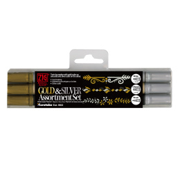 Twin Tip Marker Gold/Silber 3er-Set in der Gruppe Stifte / Künstlerstifte / Marker bei Pen Store (125137)