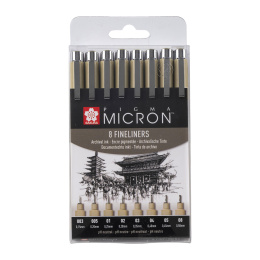 Pigma Micron Fineliner 8er-Set Black in der Gruppe Stifte / Schreiben / Fineliner bei Pen Store (125573)