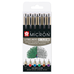 Pigma Micron Fineliner 6er-Set 01 Basic Colours in der Gruppe Stifte / Schreiben / Fineliner bei Pen Store (125575)
