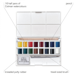 Cotman Aquarellfarben-Set Deluxe Sketchers Pocket Box in der Gruppe Künstlerbedarf / Künstlerfarben / Aquarell bei Pen Store (125826)