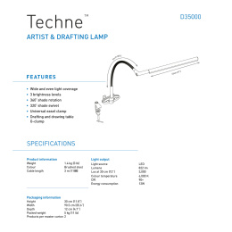 Techne Artist & Drafting Lamp in der Gruppe Basteln & Hobby / Hobbyzubehör / Beleuchtung bei Pen Store (126506)