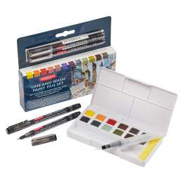 Line & Wash Paint Pan Set 12 1/2-Näpfe in der Gruppe Künstlerbedarf / Künstlerfarben / Aquarell bei Pen Store (128196)