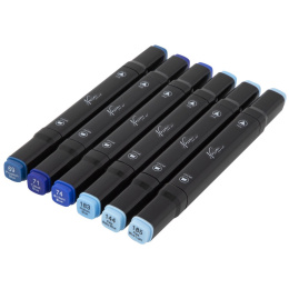 Dual-tip Markers 6-set Blau in der Gruppe Stifte / Künstlerstifte / Filzstifte bei Pen Store (128525)