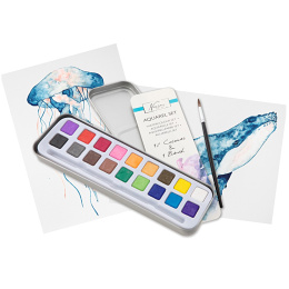 Aquarellfarben-Set 18 Farben + pinsel in der Gruppe Künstlerbedarf / Künstlerfarben / Aquarell bei Pen Store (128538)