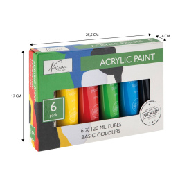 Acrylfarben 120 ml 6-set Basic in der Gruppe Künstlerbedarf / Künstlerfarben / Acrylfarbe bei Pen Store (128548)