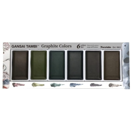 Gansai Tambi Akvarell 6er-set Graphite Colors in der Gruppe Künstlerbedarf / Künstlerfarben / Aquarell / Aquarellfarbe im Napf bei Pen Store (128725)