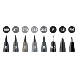 PITT Artist 8er-Pack Grey & Black in der Gruppe Stifte / Schreiben / Fineliner bei Pen Store (128744)