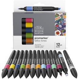 Promarker 12er-Set + Blender (Tattoo Tones) in der Gruppe Stifte / Künstlerstifte / Marker bei Pen Store (128781)