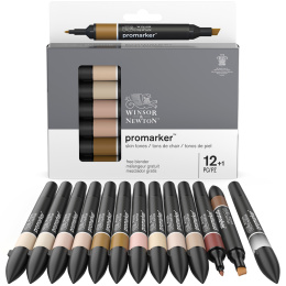 Promarker 12er-Set + Blender (Skin Tones) in der Gruppe Stifte / Künstlerstifte / Marker bei Pen Store (128783)