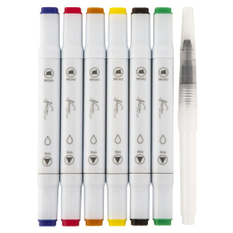 Watercolour Marker Set Dual Tip, 6 tlg Basic in der Gruppe Stifte / Künstlerstifte / Aquarellstifte bei Pen Store (129352)
