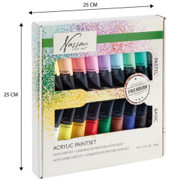 Acrylfarbe Primär- und Pastellfarben 18x36 ml in der Gruppe Künstlerbedarf / Künstlerfarben / Acrylfarbe bei Pen Store (129362)