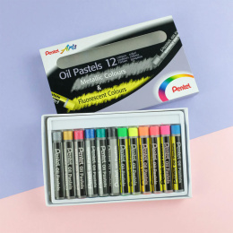 Ölpastel Fluo & Metallic 12er-Set in der Gruppe Künstlerbedarf / Buntstifte und Bleistifte / Ölpastellkreide bei Pen Store (129513)