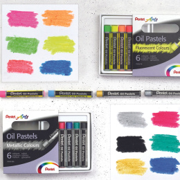 Ölpastel Fluo & Metallic 12er-Set in der Gruppe Künstlerbedarf / Buntstifte und Bleistifte / Ölpastellkreide bei Pen Store (129513)